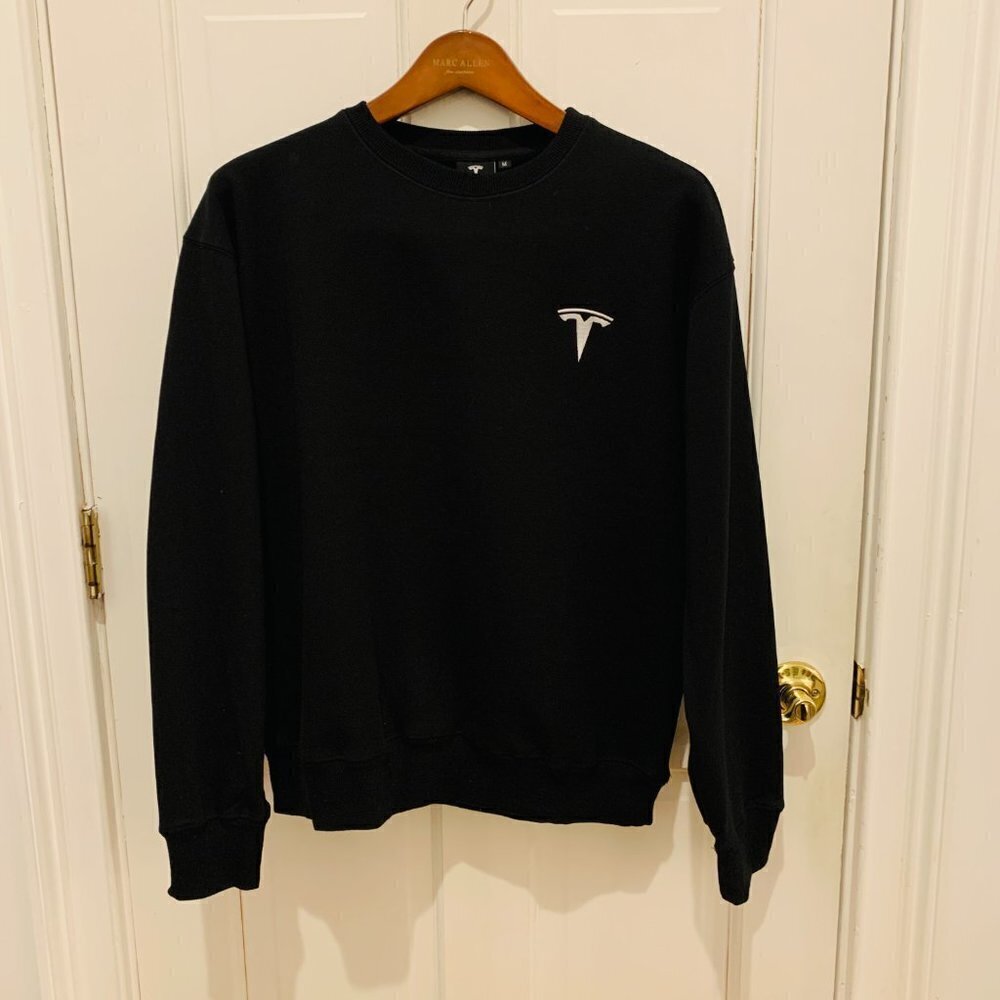 New Without Tags Tesla Sweatshirt Mens Black Long Sleeve Logo Size Medium